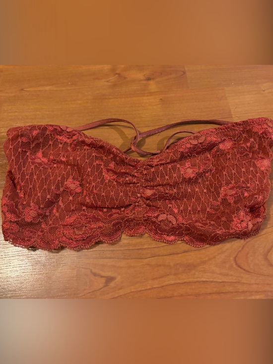 Free People Other - Free People Lace Floral Bandeau Bralette in Rust Red